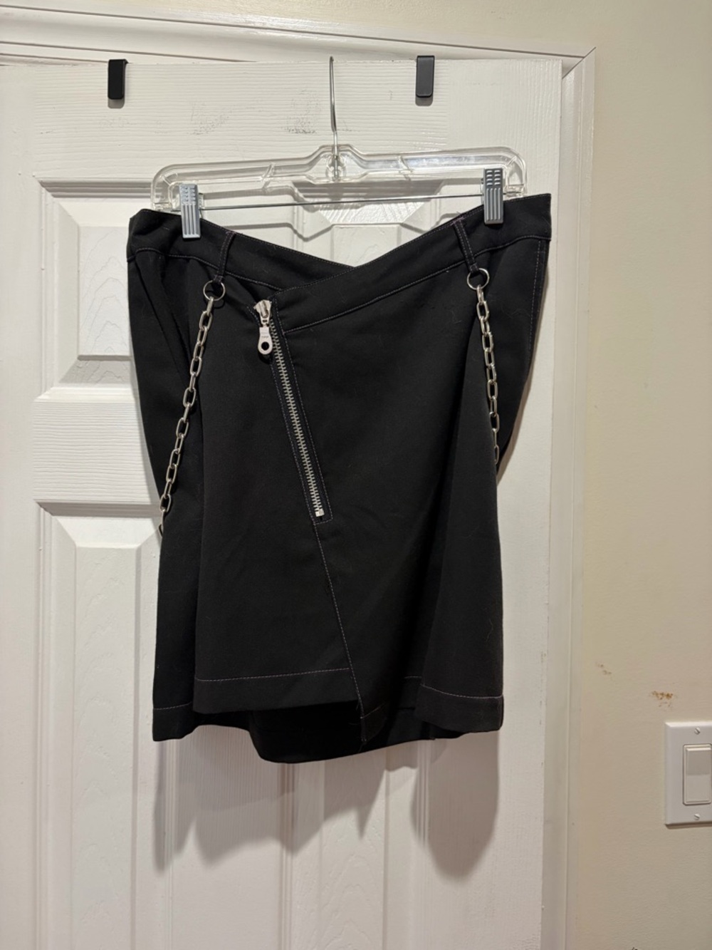 Ragged Priest Black Mini Skirt with silver chain detail